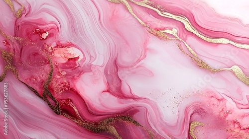 Pink and gold abstract marble flower