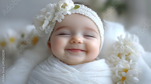 A cute baby girl wearing a ...