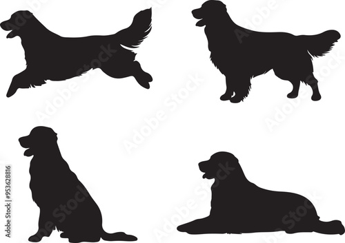Golden Retriever Dog Silhouette Vector Bundle