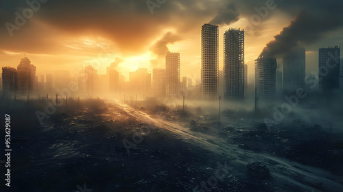 A deserted city road leads ...