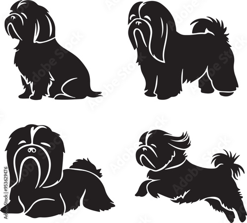 Shih Tzu Dog Silhouette Vector Bundle