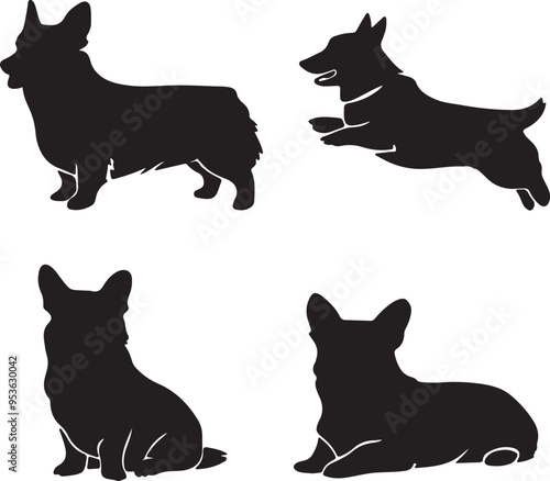 Pembroke Welsh Corgi Dog Silhouette Vector Bundle