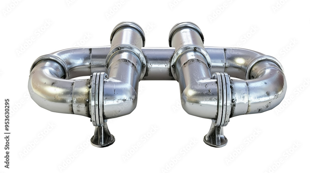 Close-up of a shiny metallic pipe assembly, showcasing its intricate design and durable materials, perfect for industrial concepts. isolated on a white background, transparent background. Close-up of a shiny metallic pipe assembly, showcasing its intricate design and durable materials, perfect for industrial concepts. isolated on a white background, transparent background.