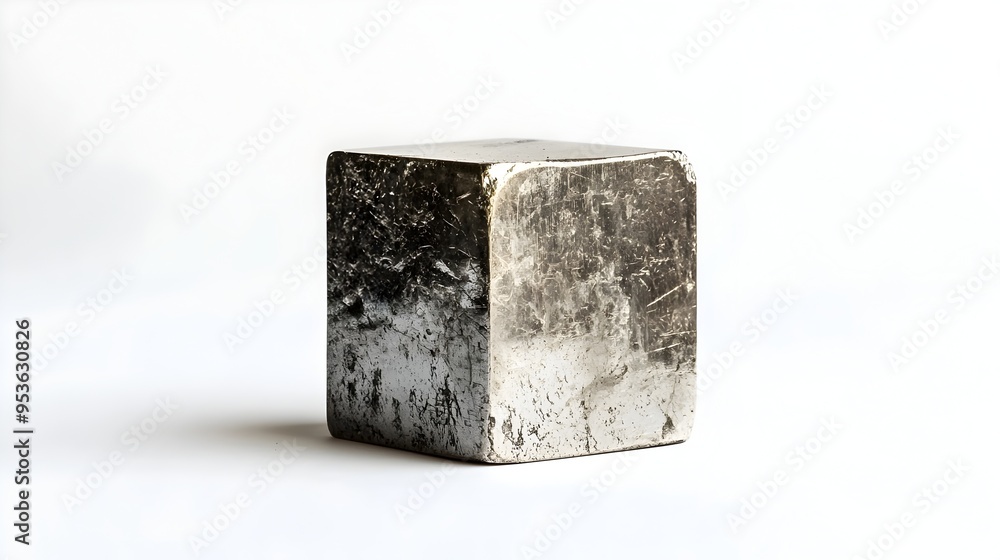 Mesmerizing Shimmering Pyrite Cube,Gleaming Metallic Luster on Stark White Backdrop Mesmerizing Shimmering Pyrite Cube,Gleaming Metallic Luster on Stark White Backdrop