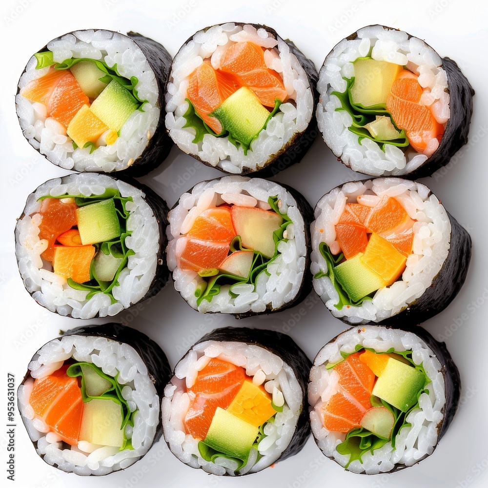 Assorted Sushi Rolls Close-Up Assorted Sushi Rolls Close-Up