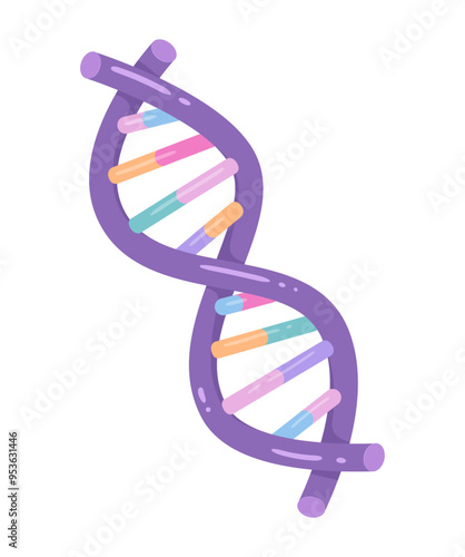 Vector illustration of spiral DNA double helix isolated on white background