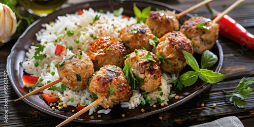 Kebab with Rice and Peppers