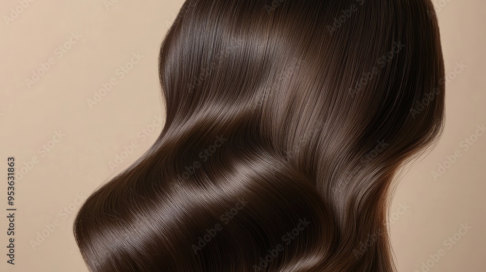 Close-up of an Asian woman with long, flowing hair on a beige background, highlighting the smooth texture and natural shine of her hair. Close-up of an Asian woman with long, flowing hair on a beige background, highlighting the smooth texture and natural shine of her hair.