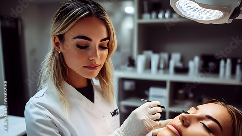 A female esthetician carefu...