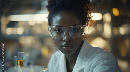 A female scientist wearing ...