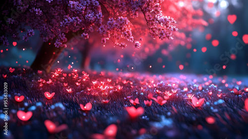 A field of glowing flowers ...