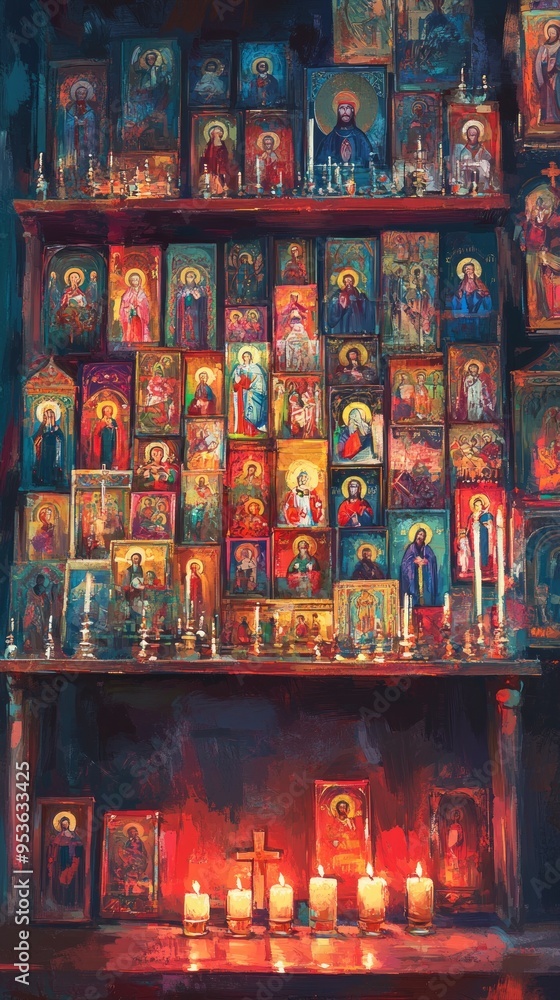 Fototapeta premium Icons Orthodox Church Eastern Orthodox Christianity Religion Spiritual Symbol