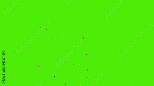 Two side exploding of gold confetti on green background