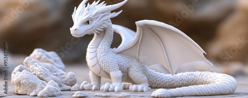 Articulated dragon toy, with movable joints and textured scales, designed for 3D printing, 3D illustration