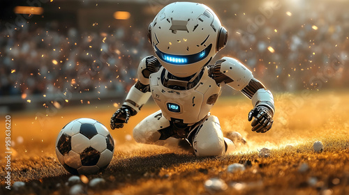 A futuristic robot playing ...