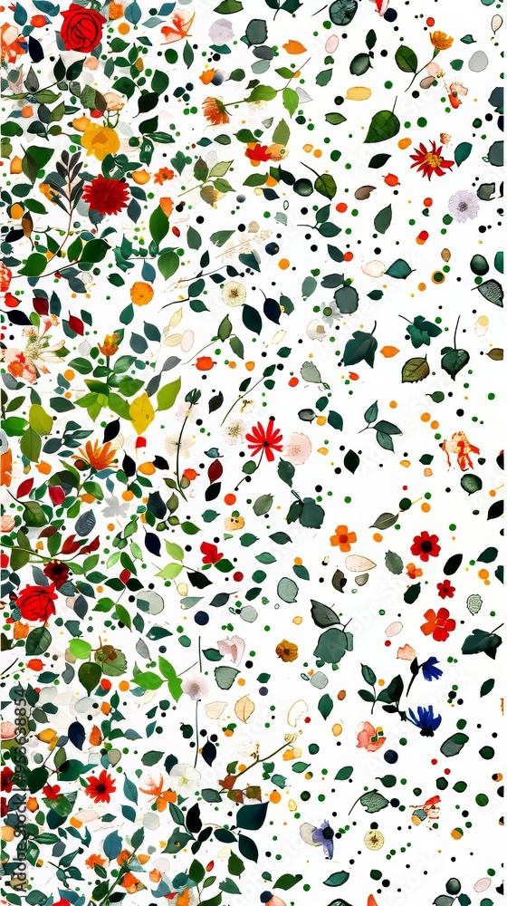 a pattern made of many very tiny wildflowers and leaves arranged at different angles in similar colors in vintage impresionistic style on a white background a pattern made of many very tiny wildflowers and leaves arranged at different angles in similar colors in vintage impresionistic style on a white background