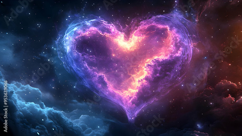 A glowing heart shape forme...