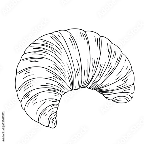 Croissant black and white line art