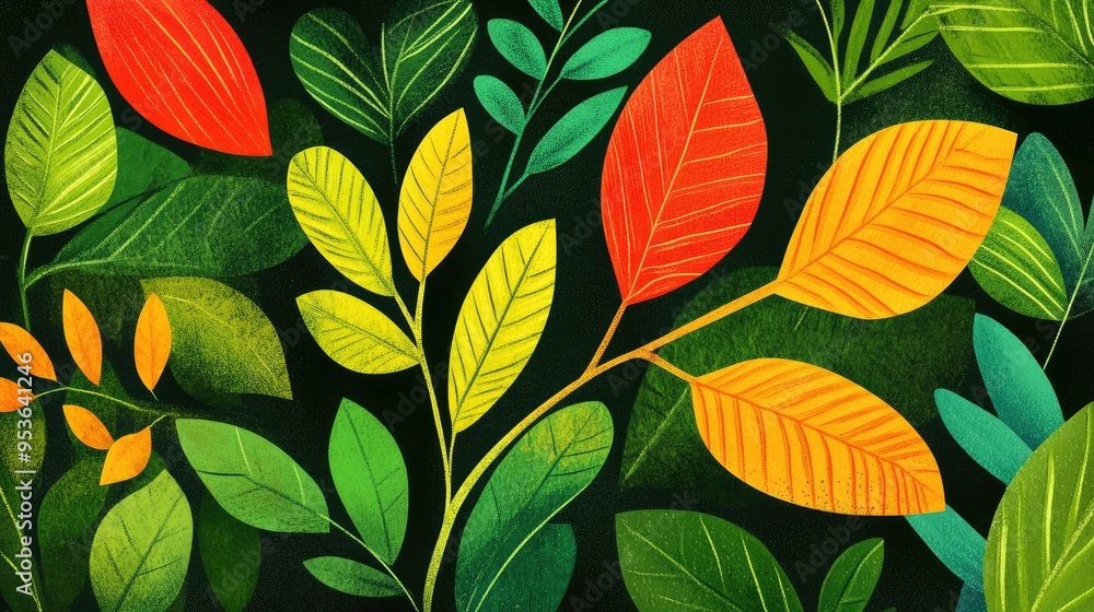 Playful leafy shapes in whimsical design Playful leafy shapes in whimsical design
