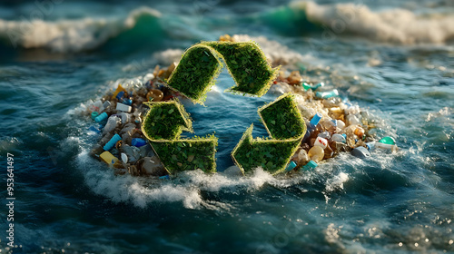 A green recycling symbol ma...