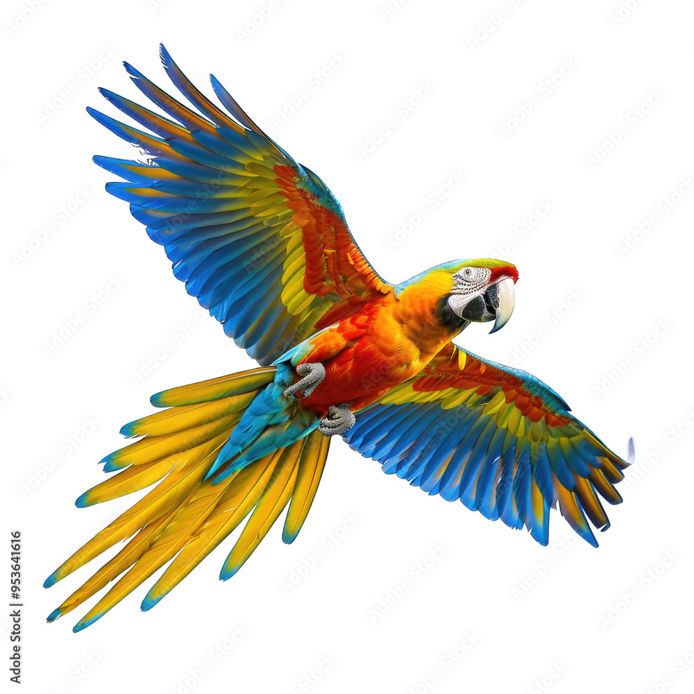 Obraz premium Colorful parrot isolated on transparent background cutout PNG
