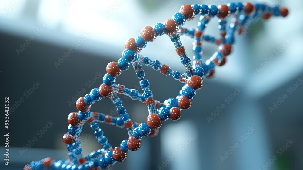 Scalable model of a DNA helix, with detailed nucleotide pairs and base structures, 3D illustration Scalable model of a DNA helix, with detailed nucleotide pairs and base structures, 3D illustration