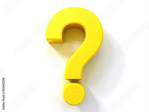 A large, bright yellow question mark stands alone on a white background, conveying curiosity, doubt, and inquiry,