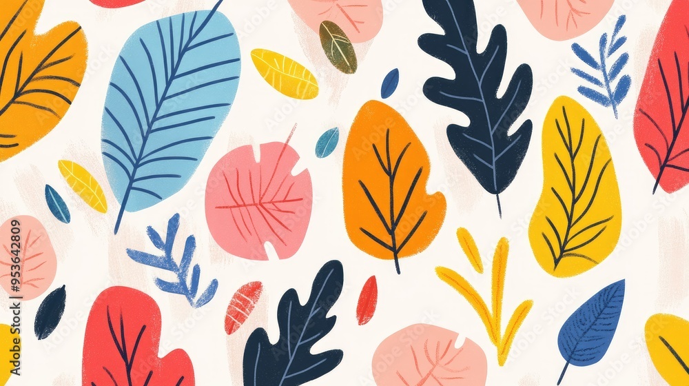 Playful leafy shapes in whimsical design Playful leafy shapes in whimsical design