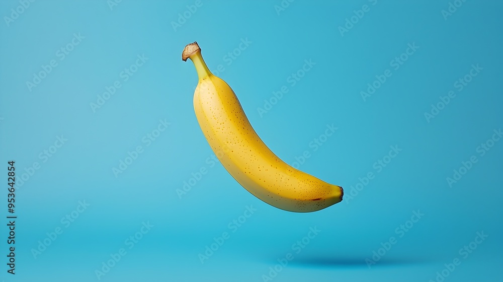Levitating Banana in Vibrant Blue Sky - Surreal Conceptual Imagery Levitating Banana in Vibrant Blue Sky - Surreal Conceptual Imagery