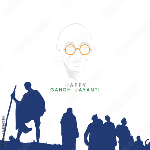 Mahatma Gandhi Jayanti 2nd October with creative design vector illustration