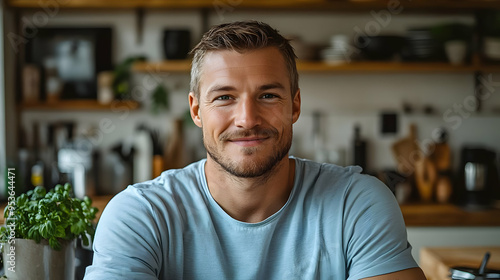 A handsome man with short b...