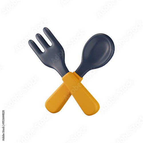 Spoon & Fork 3D Illustration