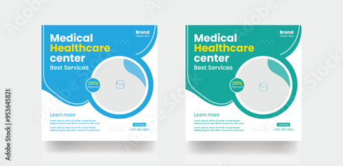 Medical care social media post design hospital flyer banner template