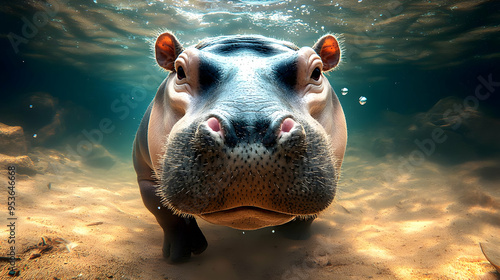 A hippopotamus looks direct...