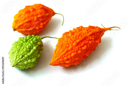 ripe and yellowed Momordica charantia (Honey melon), one of the medicinal fruits