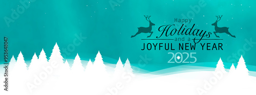 Weihnachtskarte Happy Holidays and Joyful New Year 2025