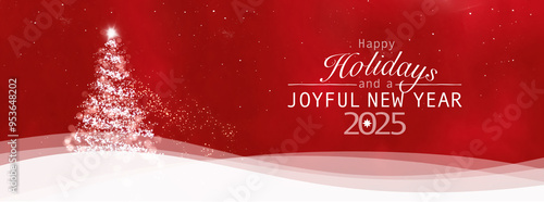 Weihnachtskarte Happy Holidays and Joyful New Year 2025