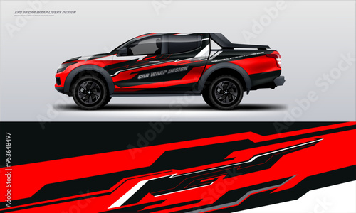 Sporty pick up truck car wrap livery design ready print decal fit on universal pick up truck vehicles