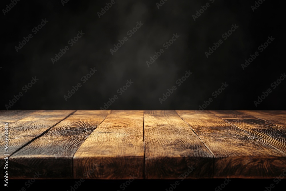 Dark wooden table with smoke background. Use for placing product mockups for food and drink. Dark wooden table with smoke background. Use for placing product mockups for food and drink.
