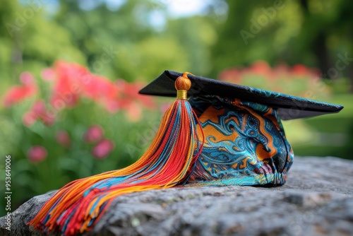 Beautiful graduation hat with a vibrant tassel