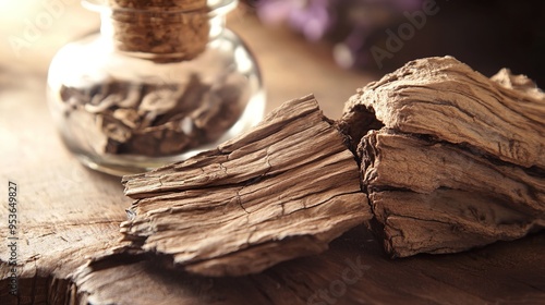 Premium Agarwood Oud Wood, Known for Its Rich Aroma and High-Quality Fragrance. The Wood Features Deep, Luxurious Tones and is Often Used in High-End Perfumes, Incense, and Aromatherapy Products. photo