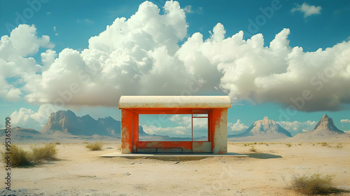 A lone bus stop shelter sta...