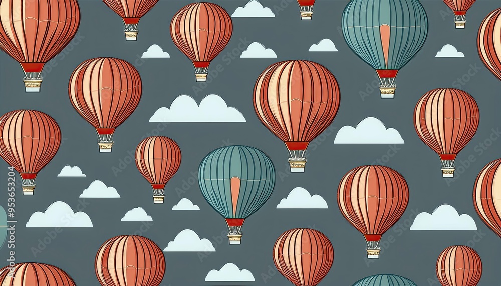 Hot-air balloon seamless repeating pattern Hot-air balloon seamless repeating pattern