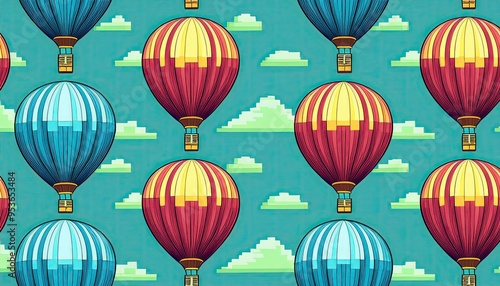 Hot-air balloon seamless repeating pattern