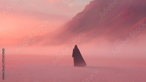A lone figure walks through...