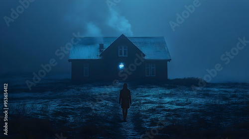 A lone figure walks towards...