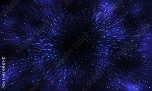 Abstract blue night sky star zoom speed space galaxy background vector