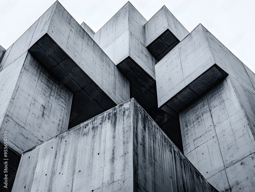 custom made wallpaper toronto digitalBrutalist Architectural Design with Sleek Geometric Concrete Structures in Stark Urban Cityscape