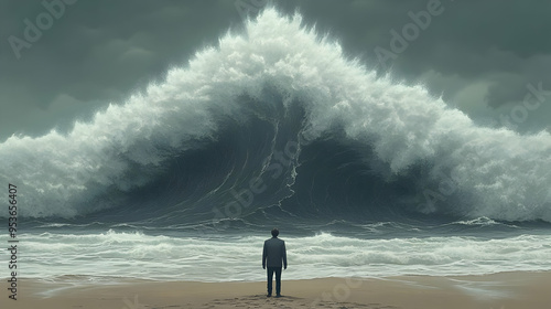 A lone man stands on the be...