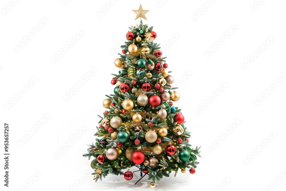 decorated Christmas tree in isolated white background decorated Christmas tree in isolated white background